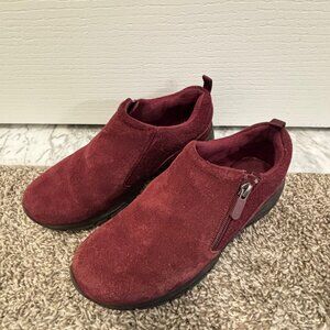 Lands End All Weather Burgundy Suede Slip On Booties - Womens Size 7.5